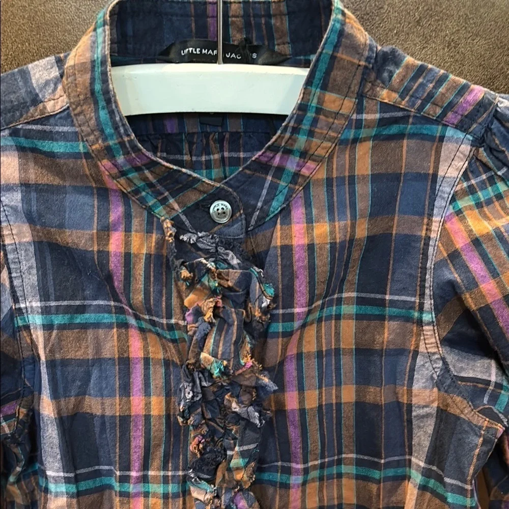 Little Marc Jacobs Blue and Orange Button Down Shirt Relaxed Fit
